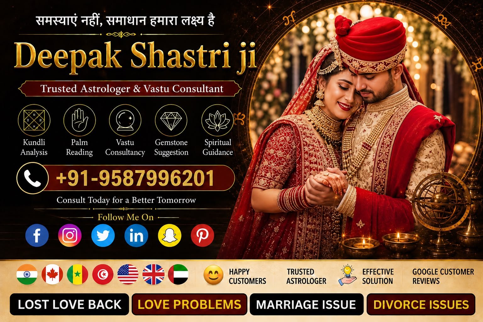 Astrologer Deepak Shastri Ji - Marriage and Relationship Expert (+91-9587996201)